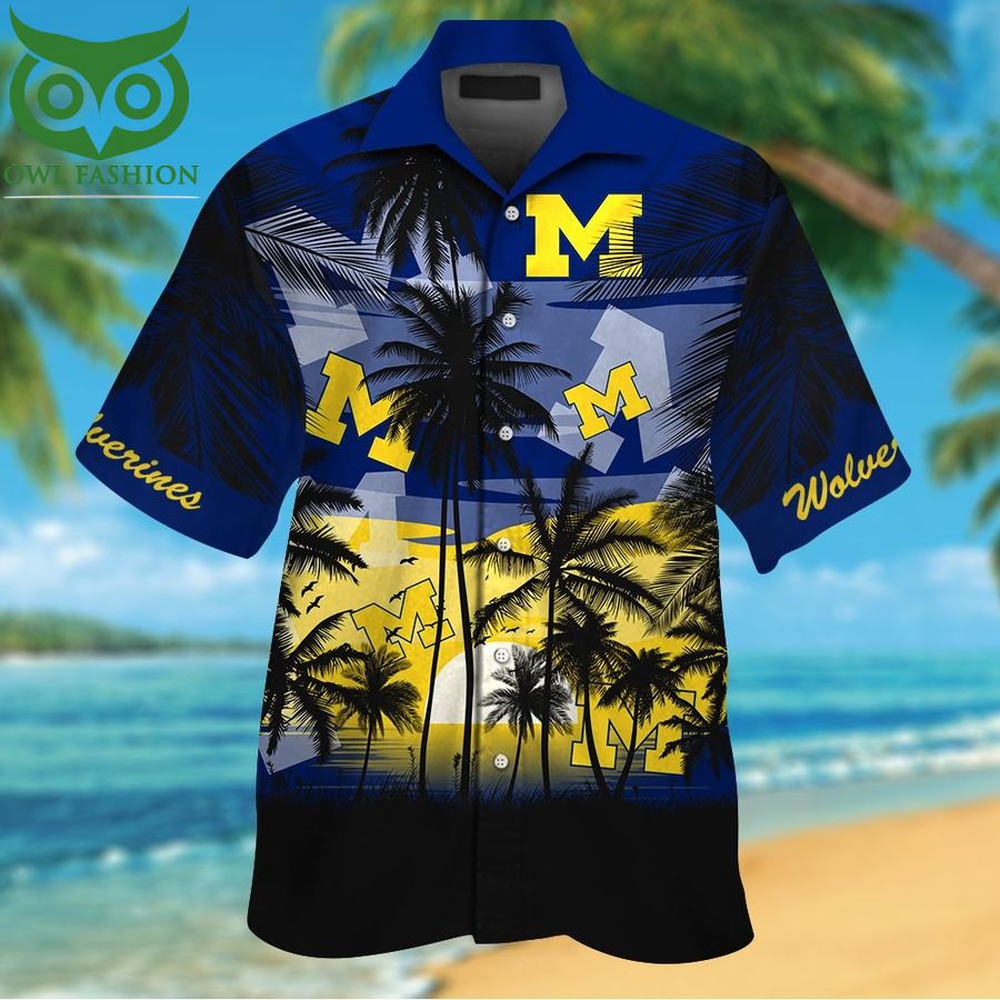 52 NCAA Michigan Wolverines Tropical Hawaiian Shirt Men Women Shorts