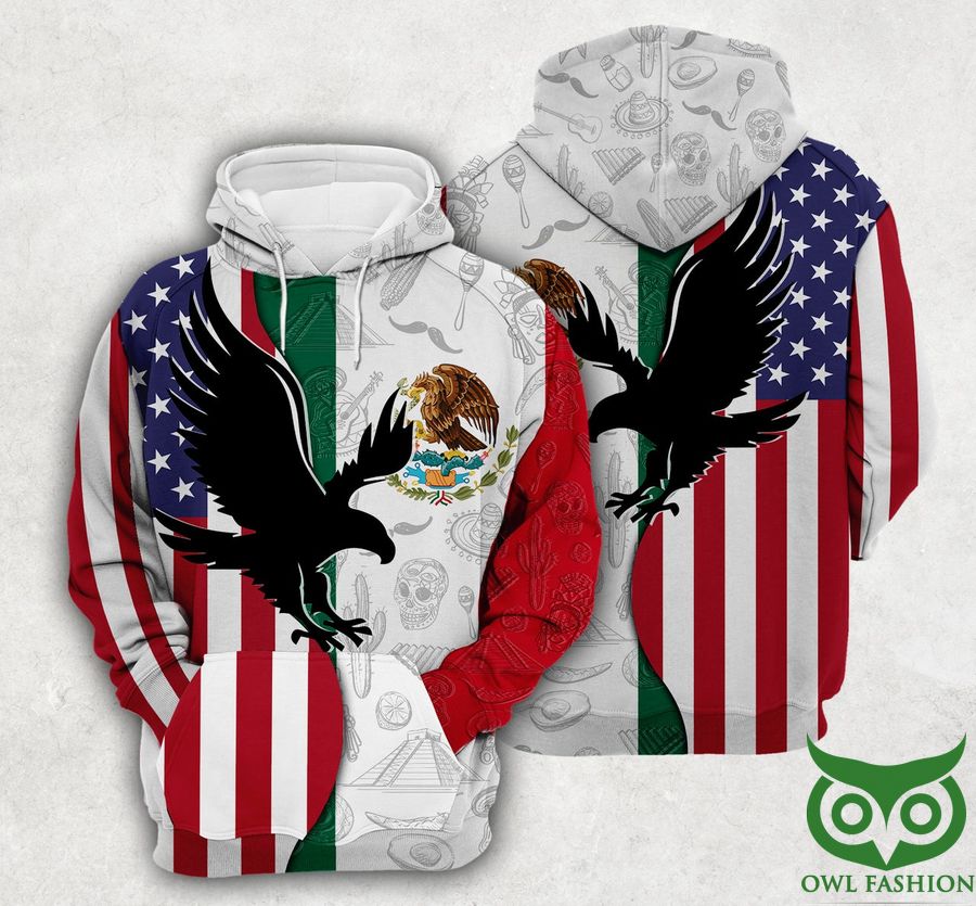 3 Mexico Flag And Symbols Dual Citizen Hoodie