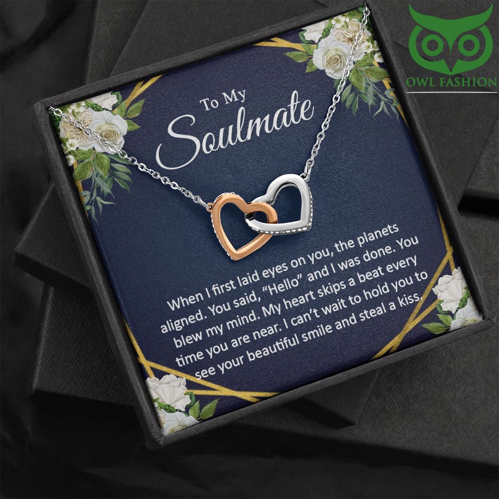 247 To My Soulmate When I First Laid Eyes On You gold and silver hearts Valentine necklace