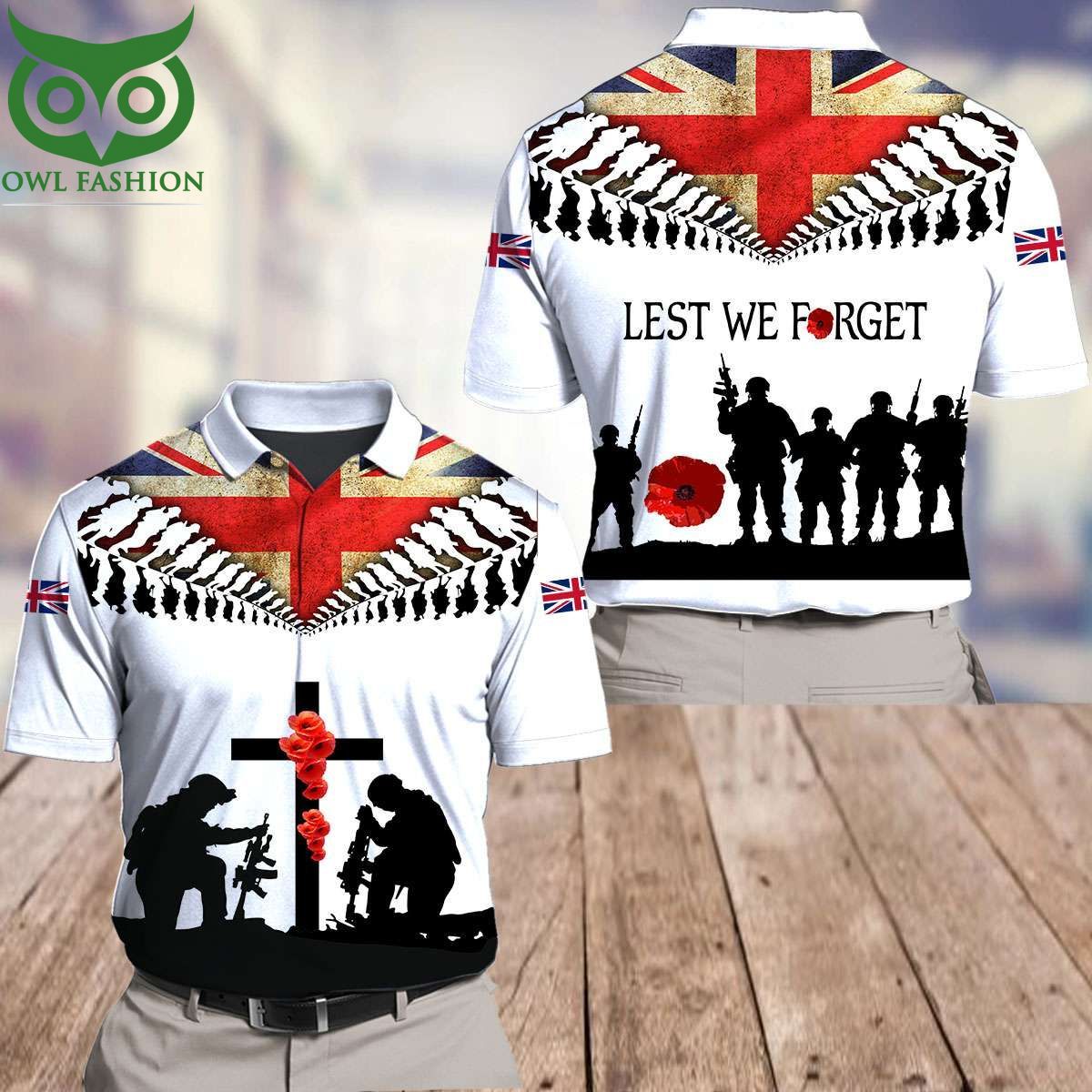 130 UK Arrmy Lest We Forget Limited 3D Polo and T shirt