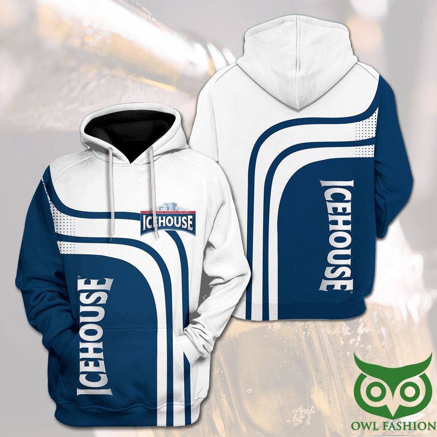 16 Icehouse Beer Logo White and Dark Blue 3D Hoodie