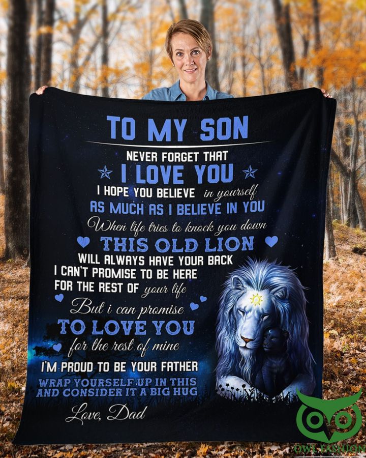 5 Father gift for Son Lion in Night Fleece Blanket