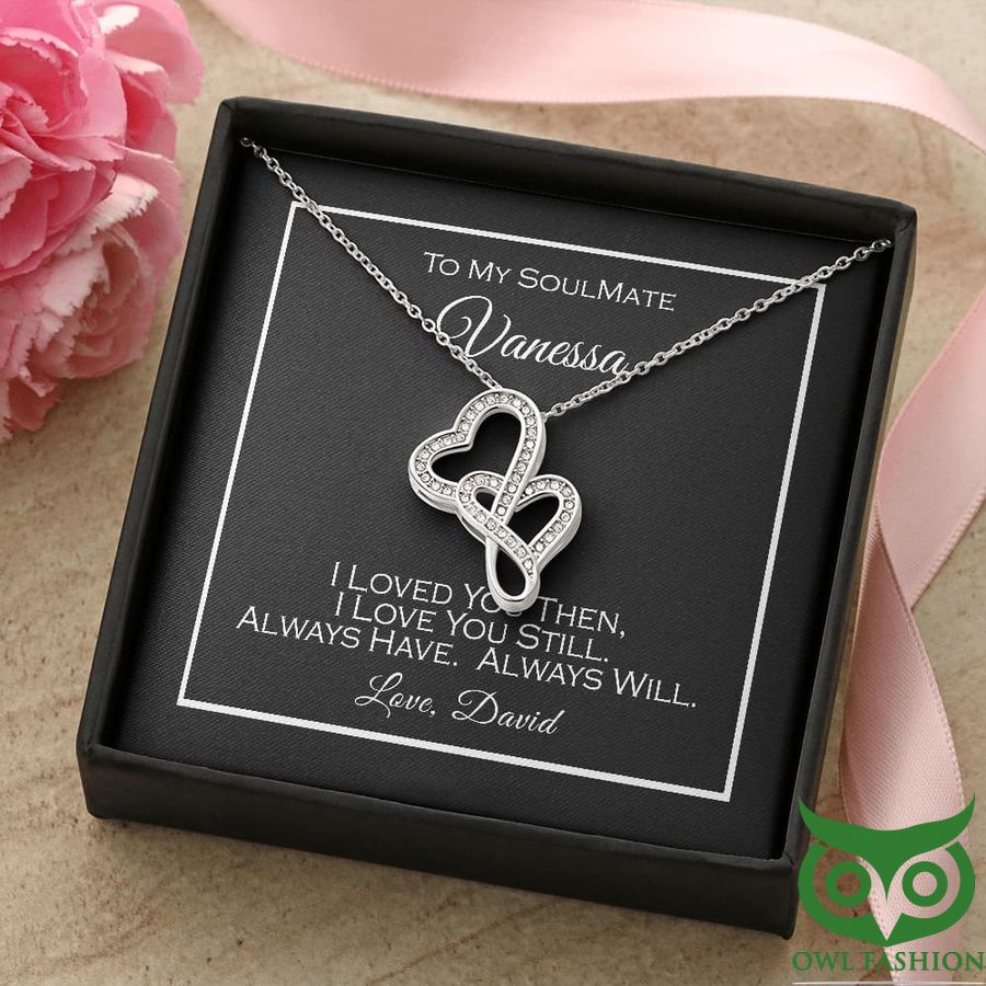 85 Custom Name To My Soulmate I Love You Silver Heart Necklace Valentine Gift