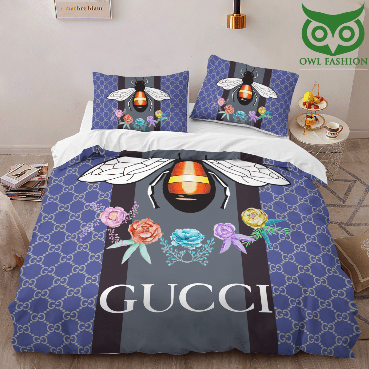 Custom Name Gucci Blue Brown Monogram Hoodie and Sweatpants - Owl Fashion  Shop