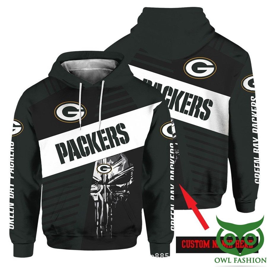 PERSONALIZED GREEN BAY PACKERS SKULL 3D HOODIE