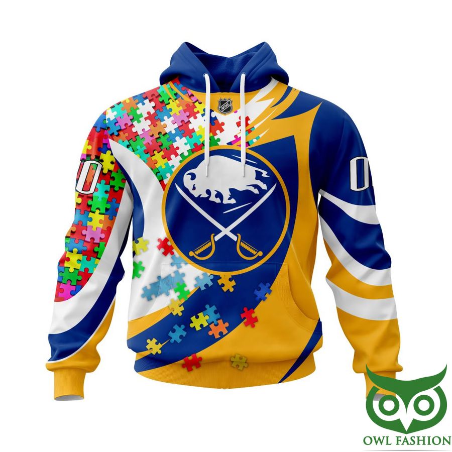 56 NHL Buffalo Sabres Autism Awareness Custom Name Number colorful puzzle hoodie sweatshirt