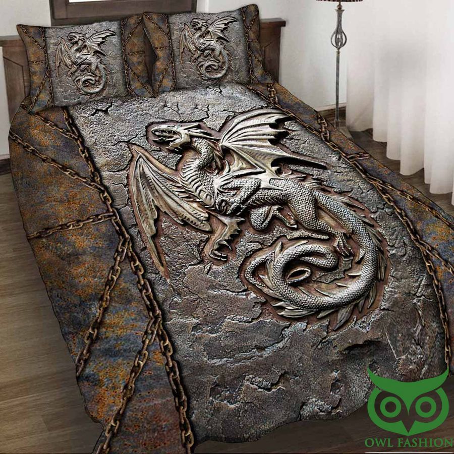 3 Dragon Fossil Quilt Bedding Set