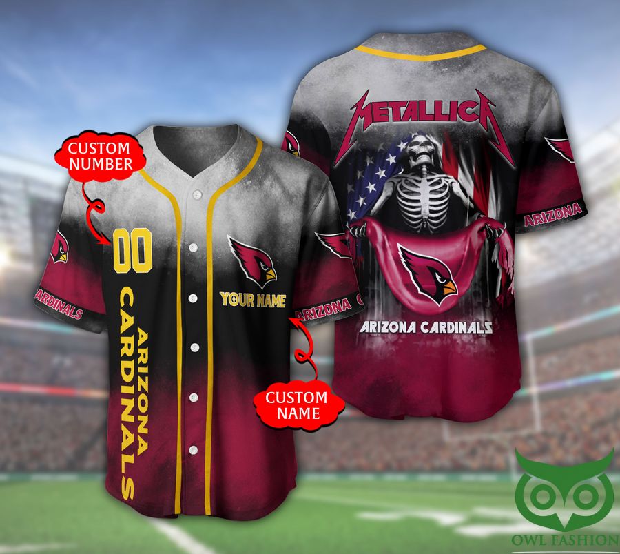 Arizona Cardinals NFL 3D Custom Name Number Metallica Baseball Jersey