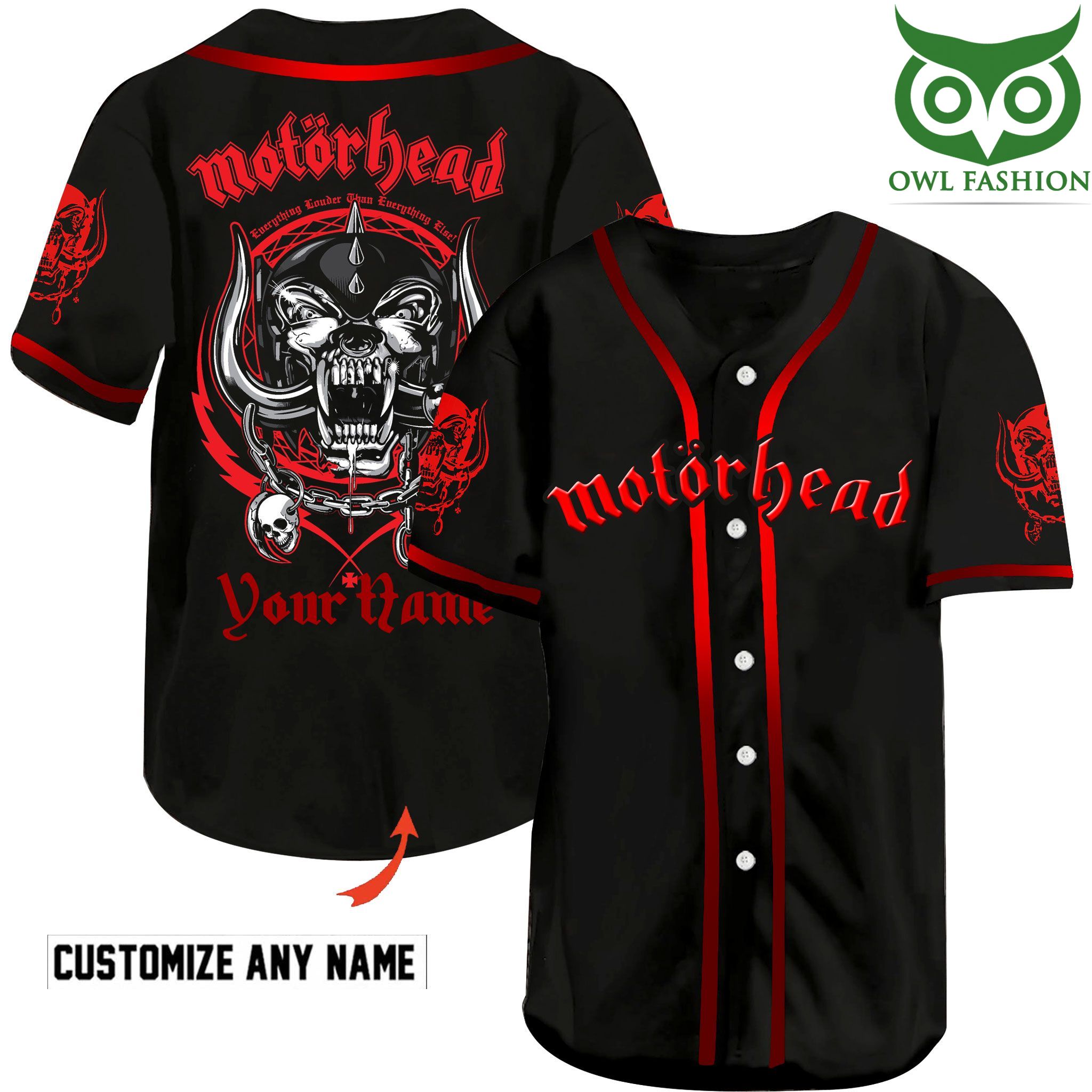 121 Motorhead Customize Name Baseball Jersey Shirt