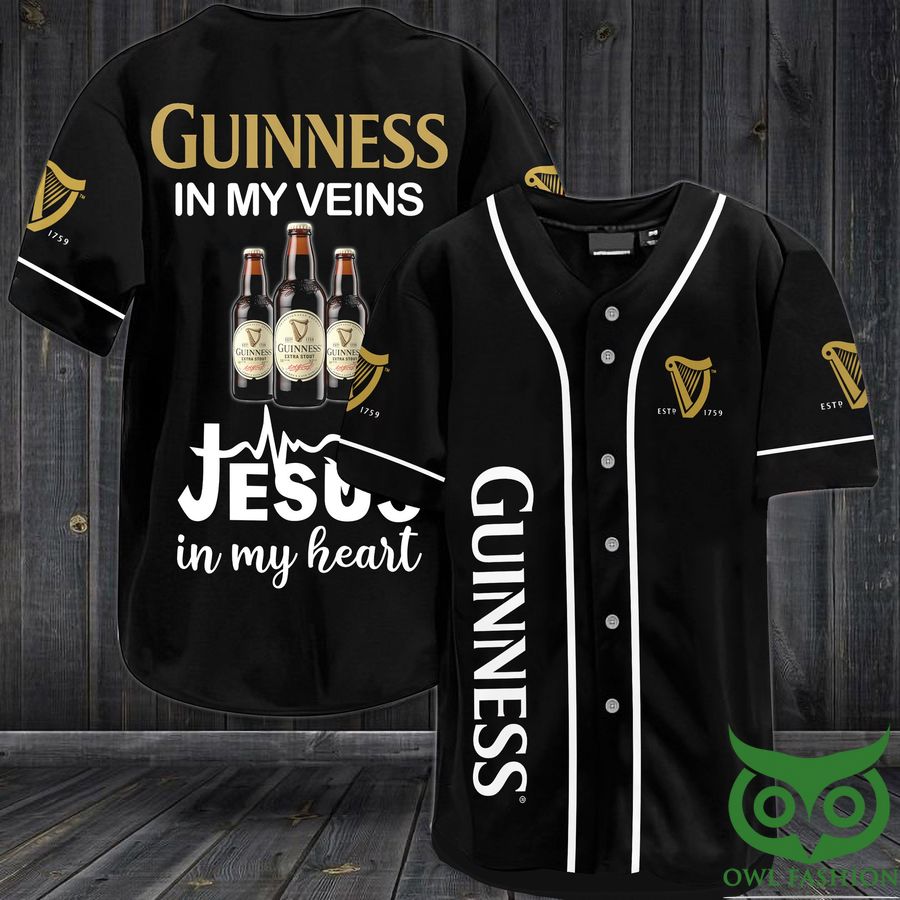 4 Guinness in my veins Jesus in my heart Baseball Jersey Shirt