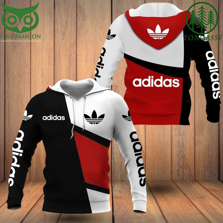 34 Adidas Red and White and Black with Logo Hoodie