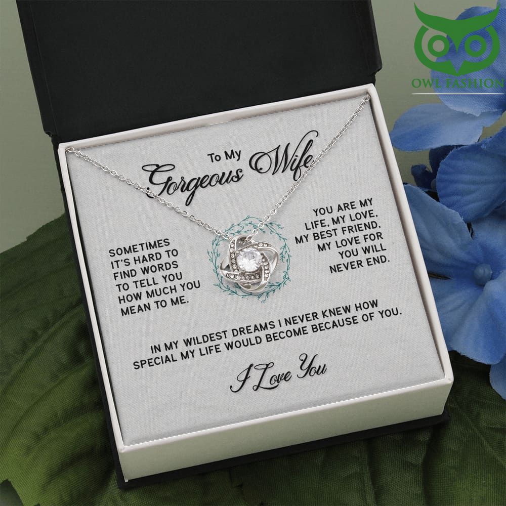 14 My gorgeous wife Meaningful to me Love knot Silver necklace Valentine