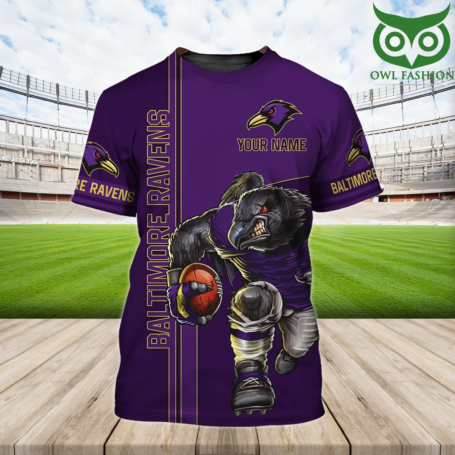 4 Personalized Name Baltimore Ravens Full Printed 3D T shirt