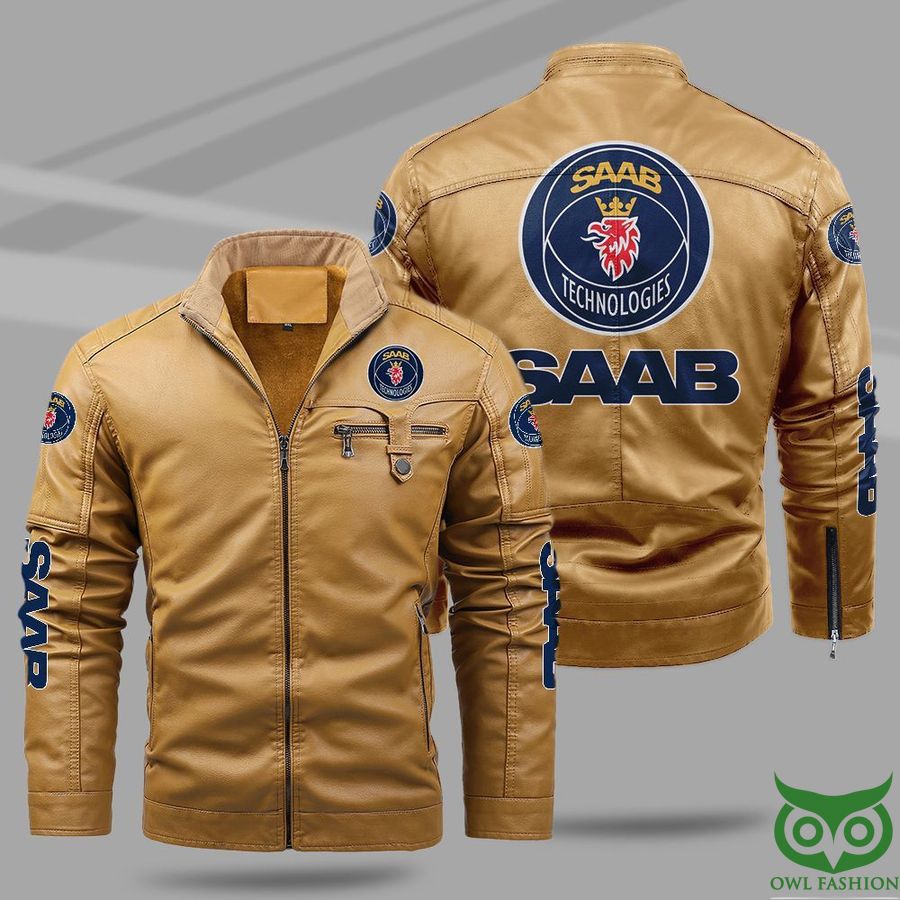 37 Saab Automobile Fleece Leather Jacket
