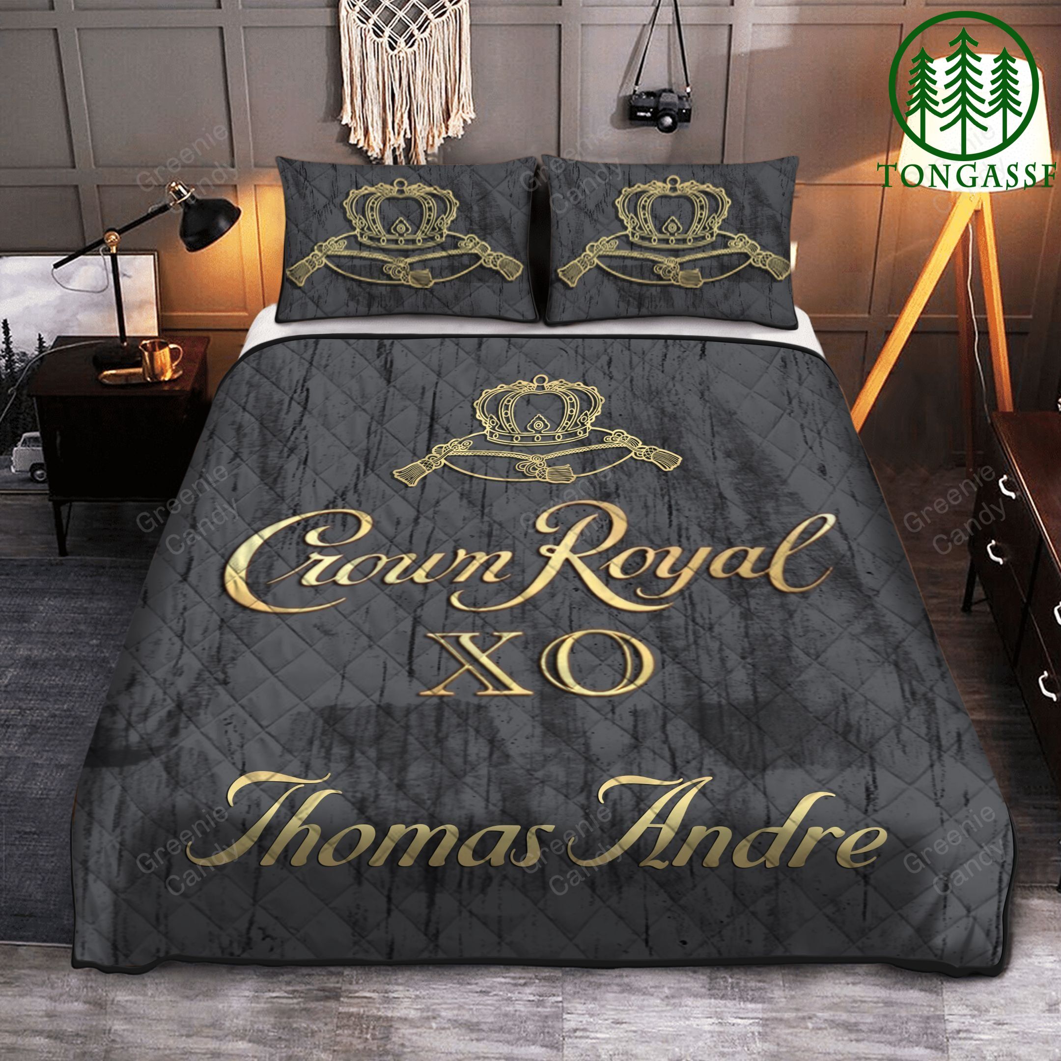 Personalized Whiskey Crown Royal XO Quilt Bedding Set