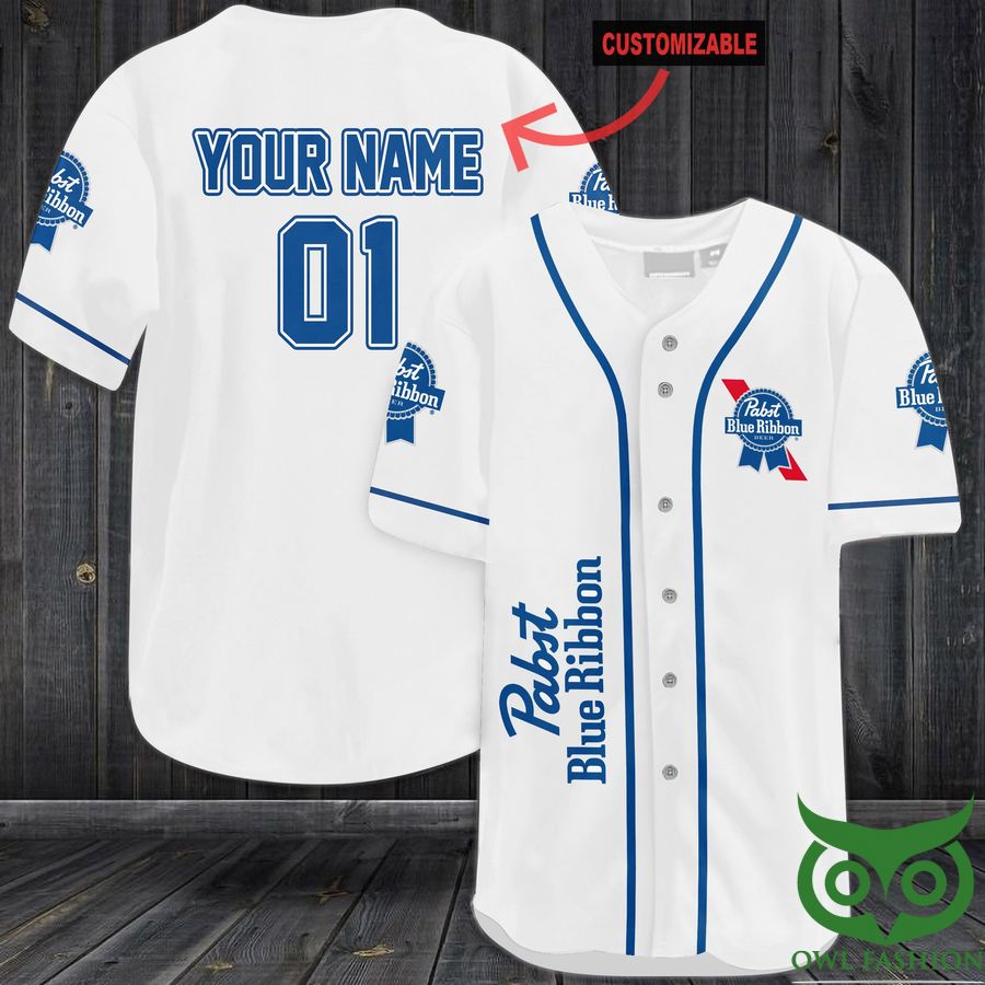 7 Personalized Pabst Blue Ribbon Baseball Jersey Shirt