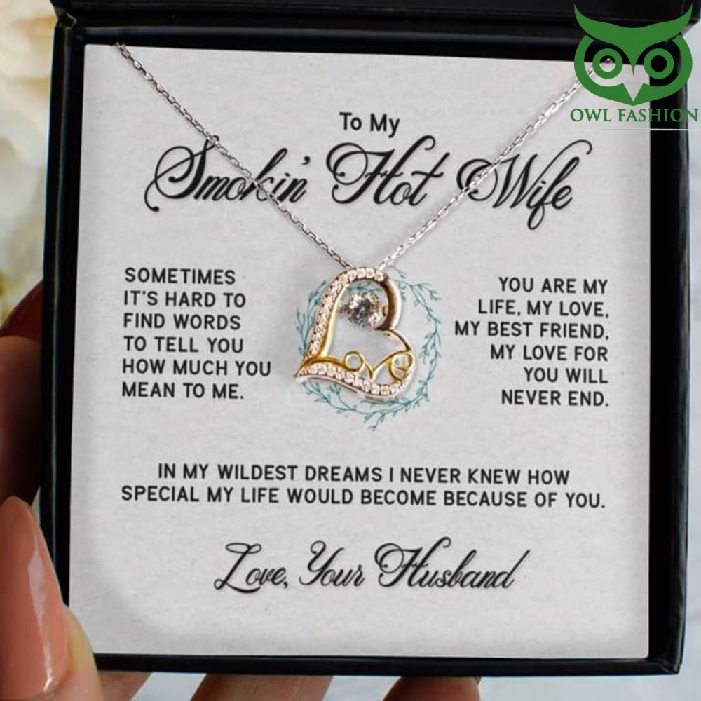 19 Smokin Hot wife Gold and Silver Heart Necklace
