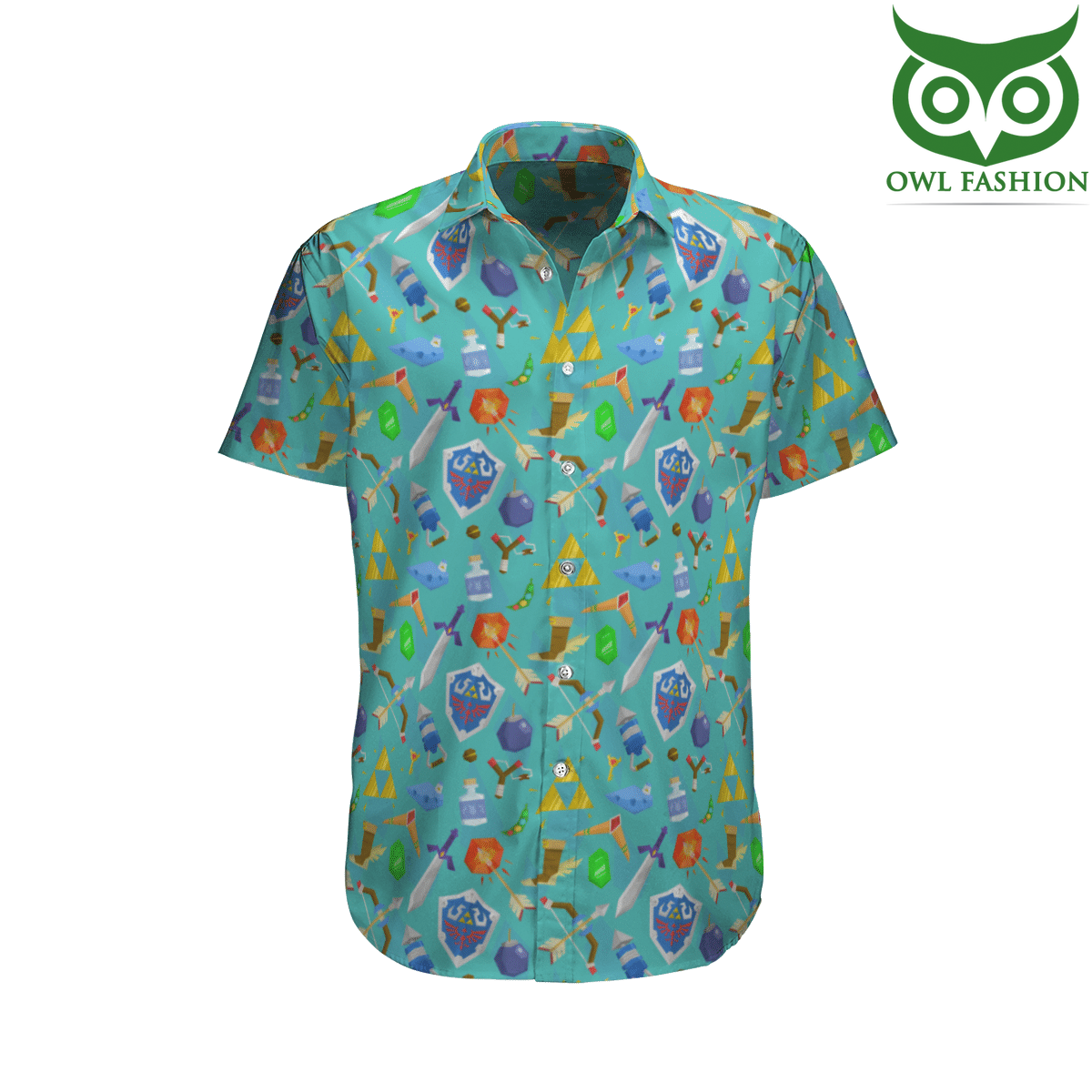 65 Zelda Item Pattern Hawaiian Shirt