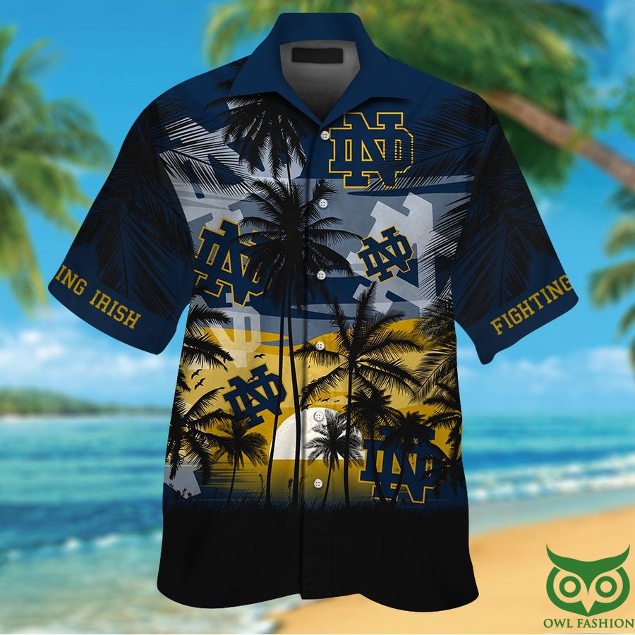 127 NCAA Notre Dame Fighting Irish Tropical Hawaiian Shirt Men Women Shorts