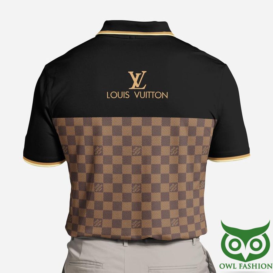 23 Louis Vuitton Black with Brown Checkerboard Bottom Polo Shirt