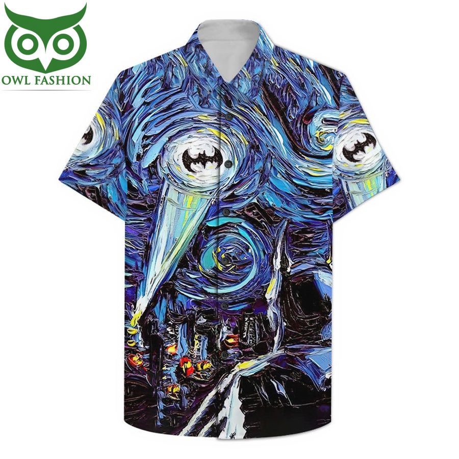 77 Batman The Starry Night Hawaiian Shirt Summer Shorts