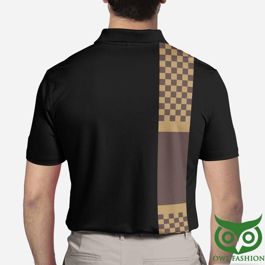 3 Louis Vuitton Logo With Brown Strip Polo Shirt