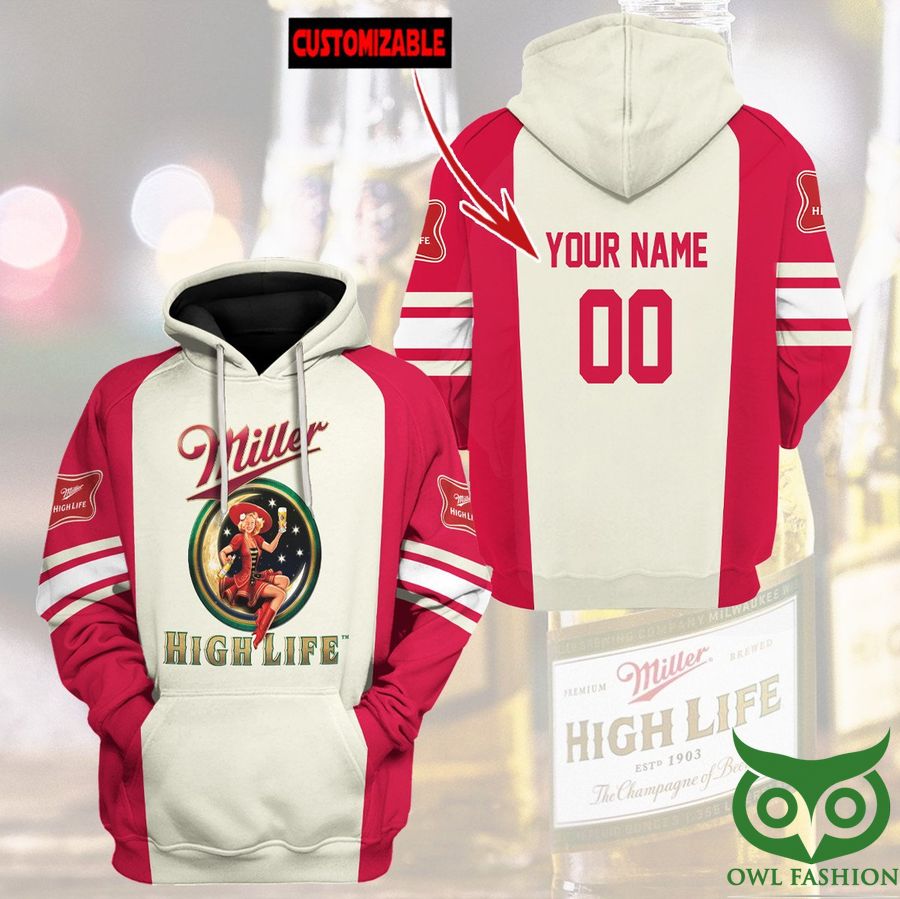 8 Custom Name Number Miller High Life Brand Hoodie