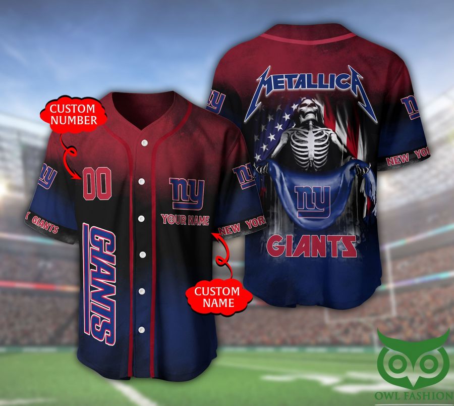 New York Giants NFL 3D Custom Name Number Metallica Baseball Jersey