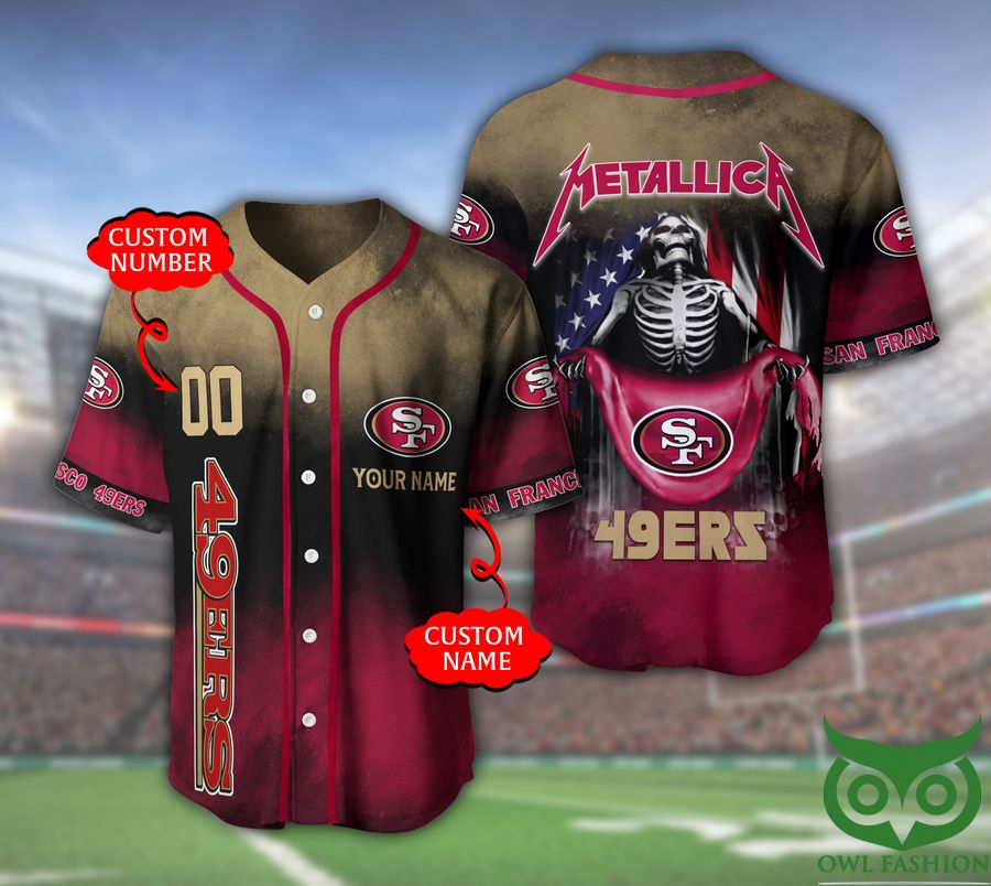 San Francisco 49ers NFL 3D Custom Name Number Metallica Baseball Jersey