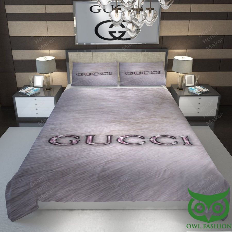 35 Luxury Gucci Gray with Big Color Brand Logo Bedding Set