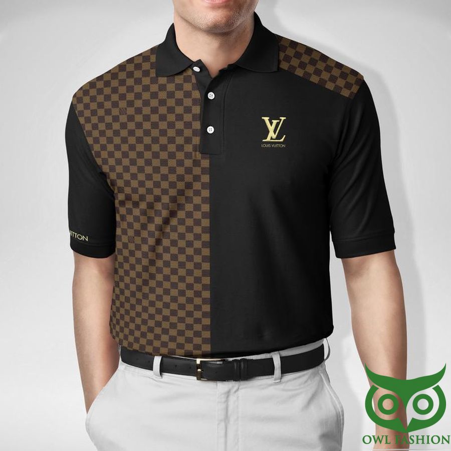 4 Louis Vuitton Dark and Light Brown Checkered Polo Shirt