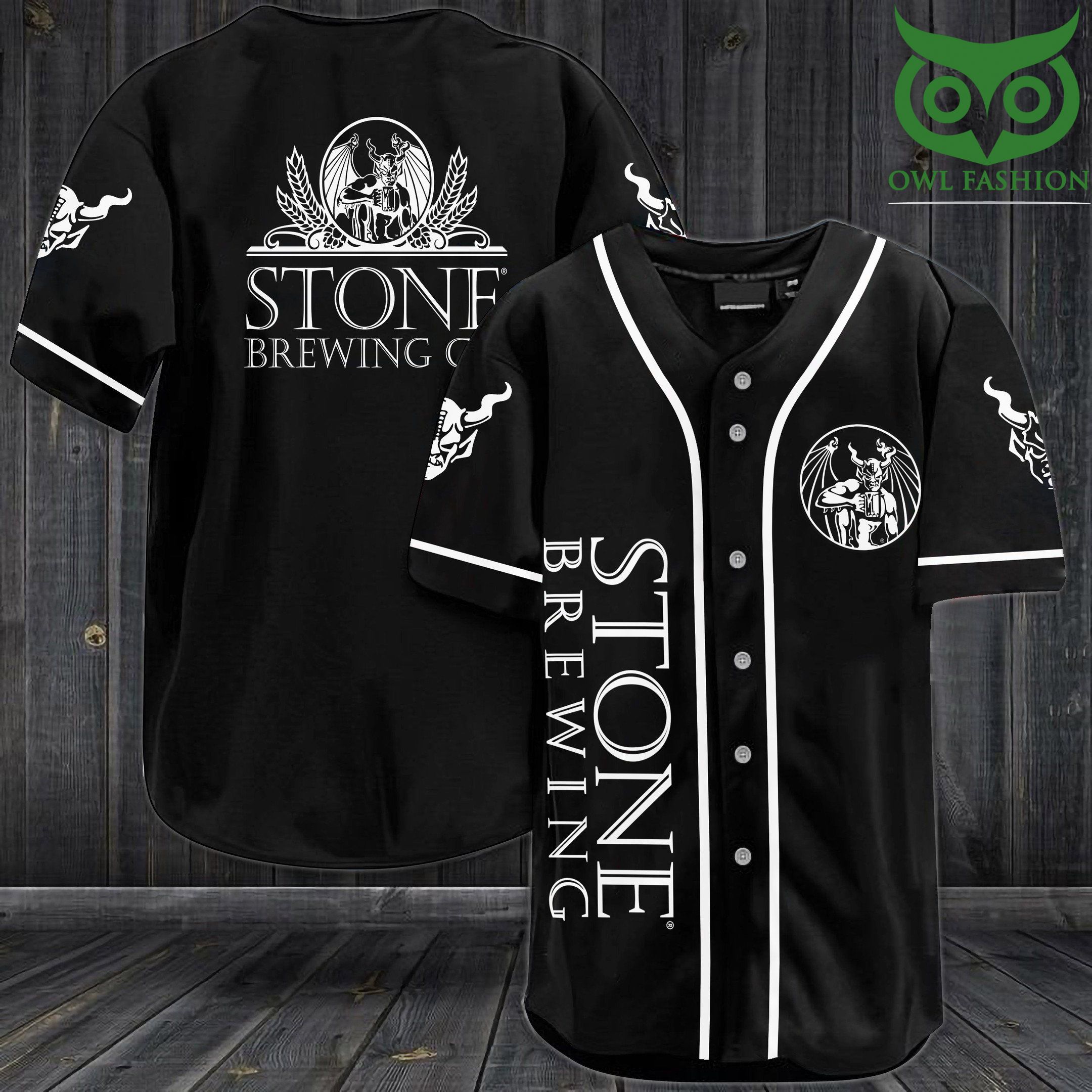 34 Stone Brewing black Baseball Jersey Shirt