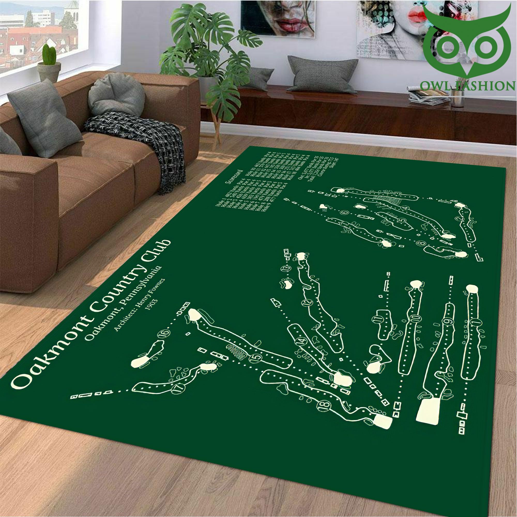 44 Oakmont country club golf course map Printed Carpet Rug