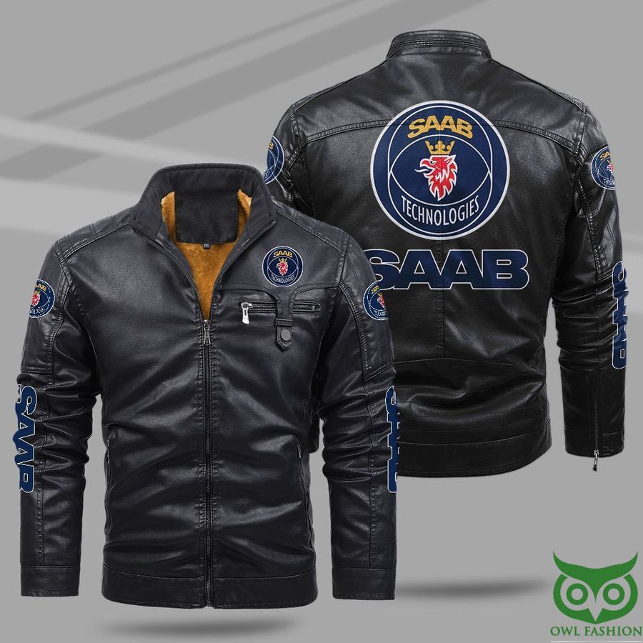Saab Automobile Fleece Leather Jacket