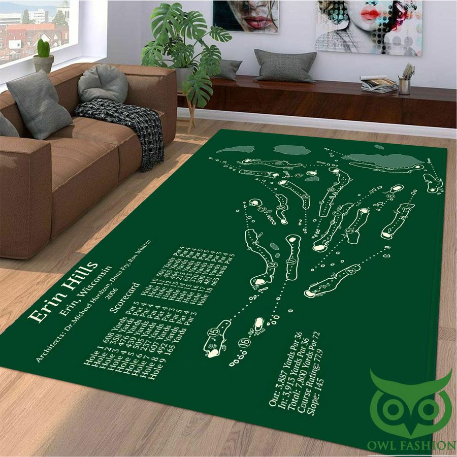 72 Erin Hills Golf course 3D Printed Carpet Rug