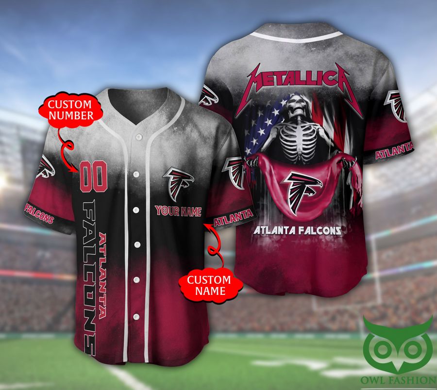 Atlanta Falcons NFL 3D Custom Name Number Metallica Baseball Jersey