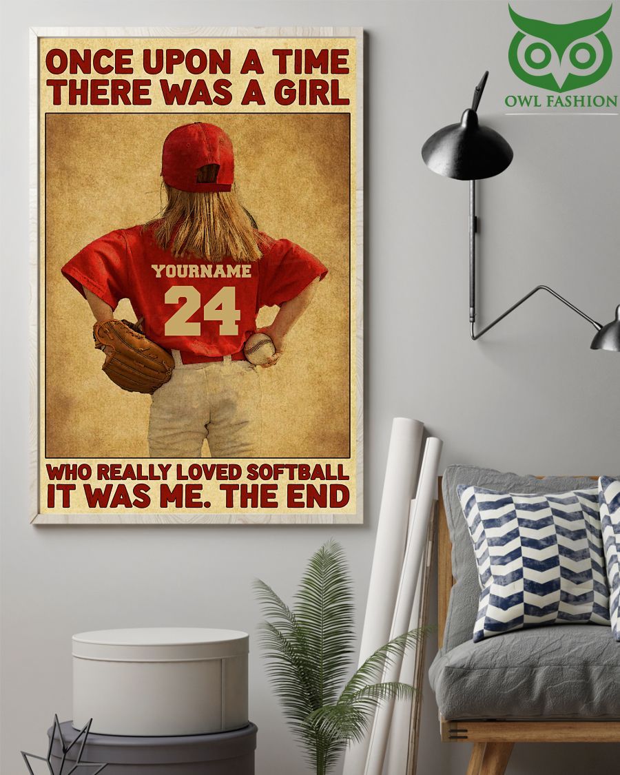 12 Custom Name Number Once upon a time A girl who really love softball poster