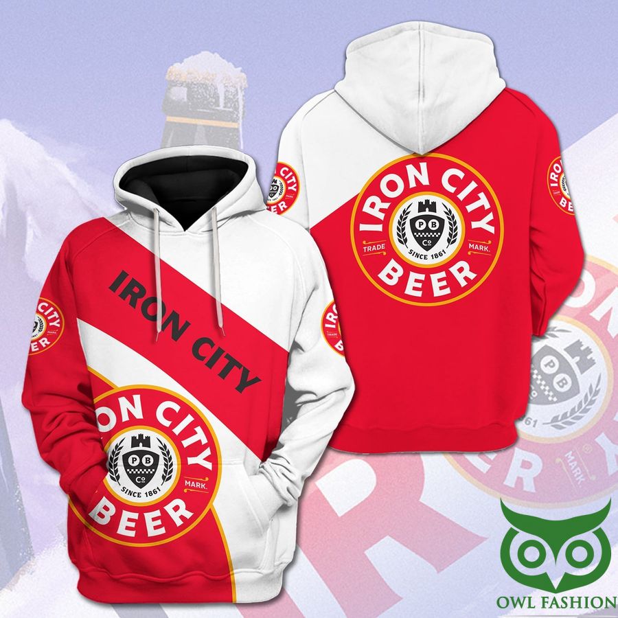 80 Iron City Beer since 1861 White and Red 3D Hoodie