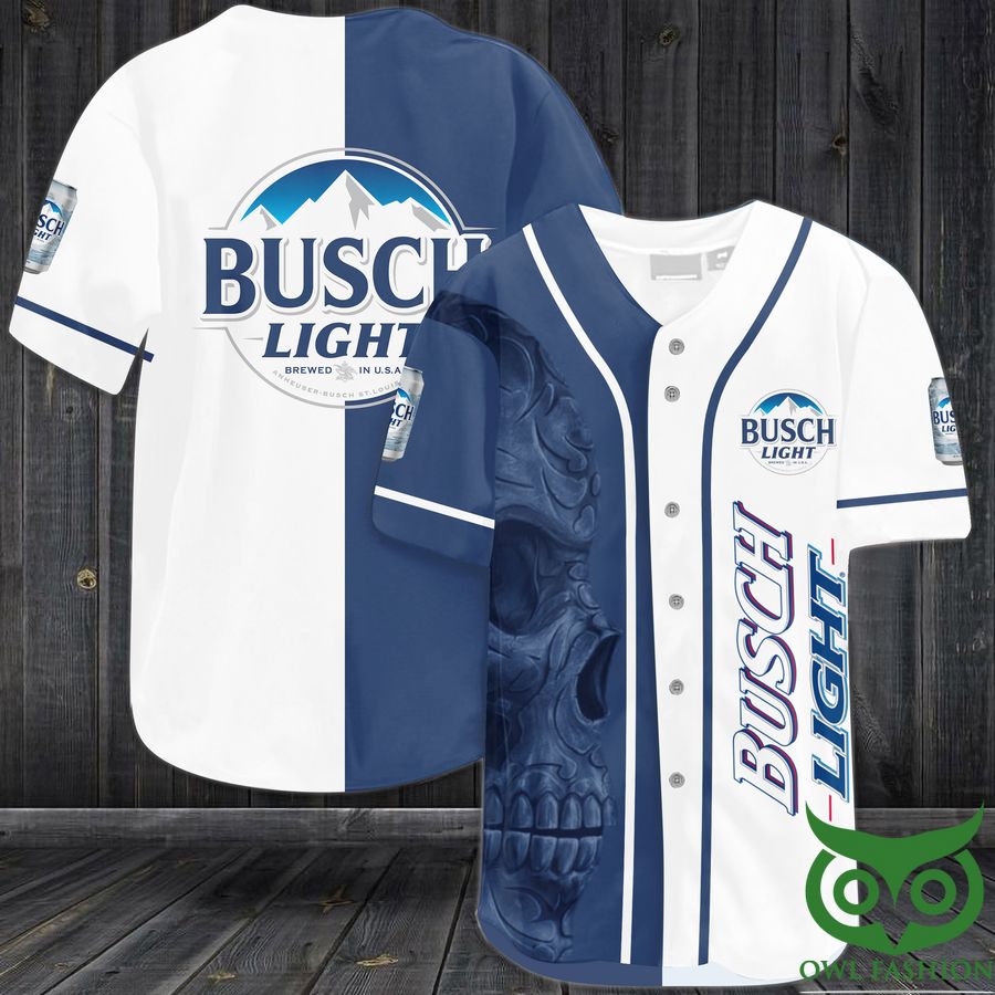 17 Busch Light Skull Baseball Jersey Shirt