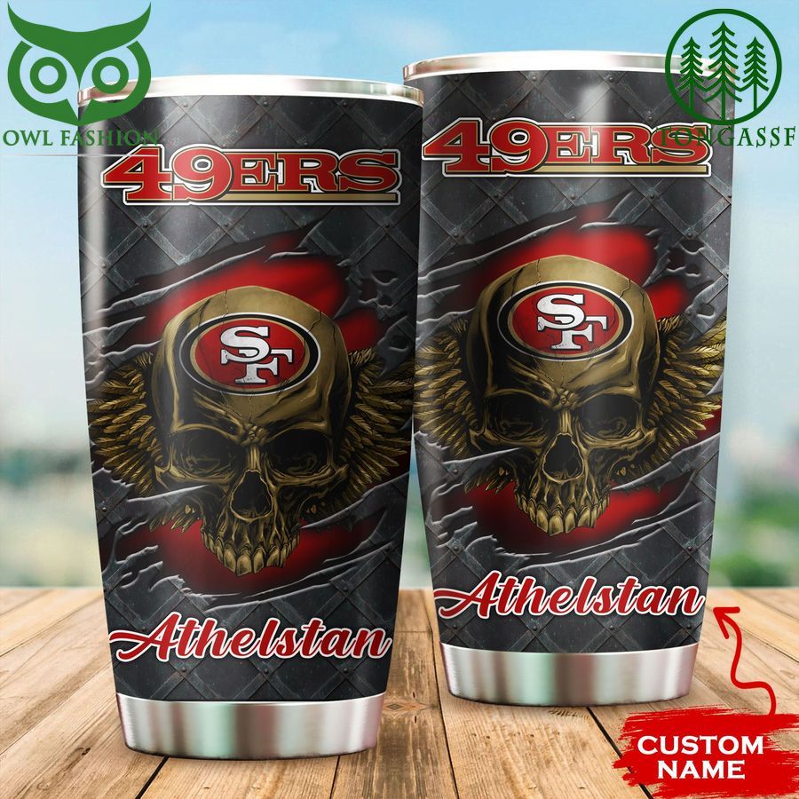 135 NFL San Francisco 49ers Golden Skull stainless steel Tumbler Custom name