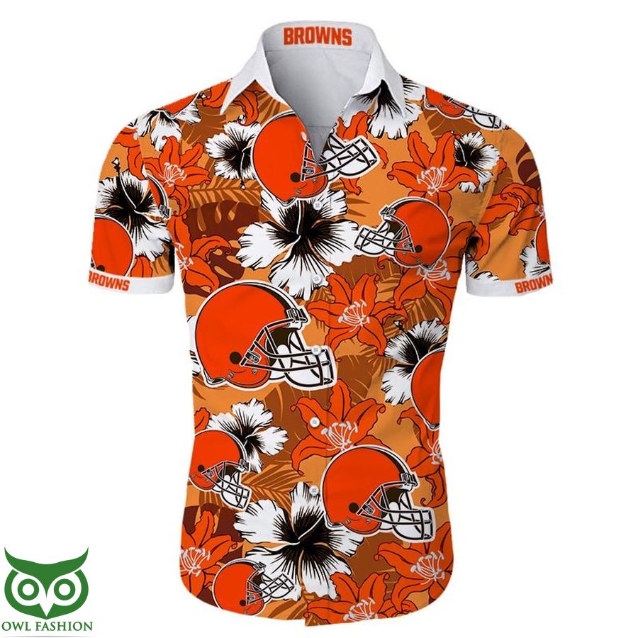 81 NFL Cleveland Browns Tropical Flower Hawaiian Shirt