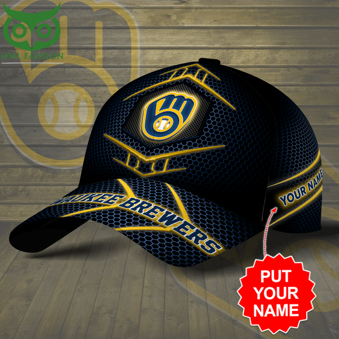96 Custom Name MLB Milwaukee Brewers 3D Cap