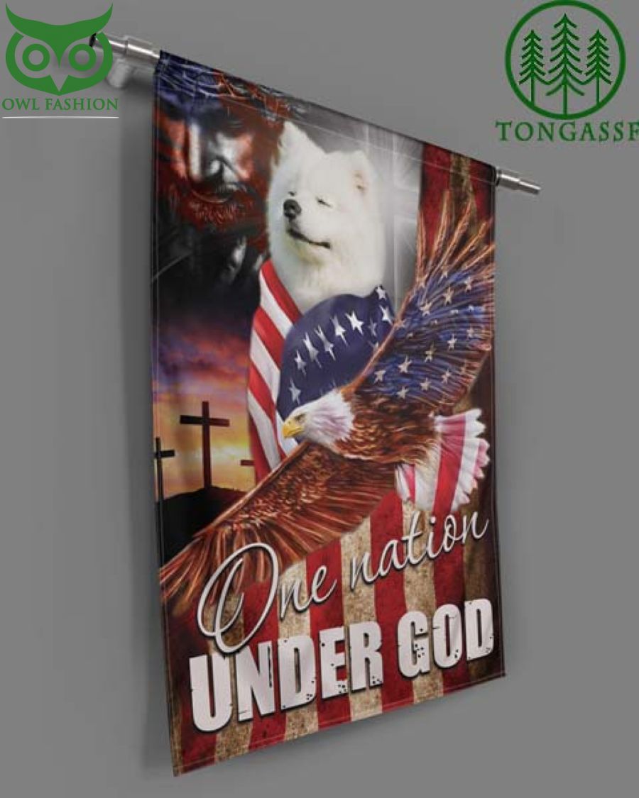 134 Samoyed Eagle One Nation Under God American Flag