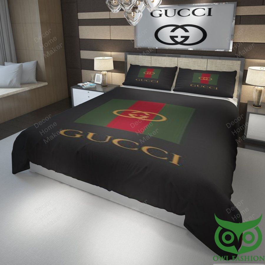 7 Luxury Gucci Light Black with Logo Color Center Bedding Set