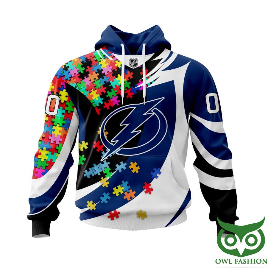 452 NHL Tampa Bay Lightning Autism Awareness Custom Name Number colorful puzzle hoodie sweatshirt