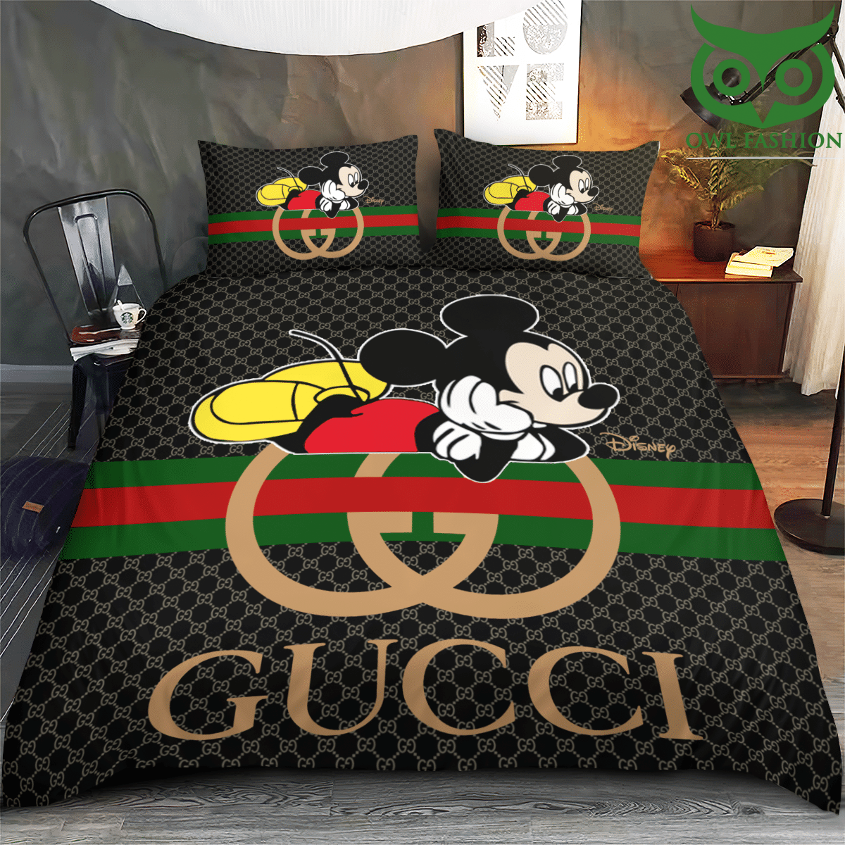 95 PREMIUM Gucci Mickey Disney Channel bedding set