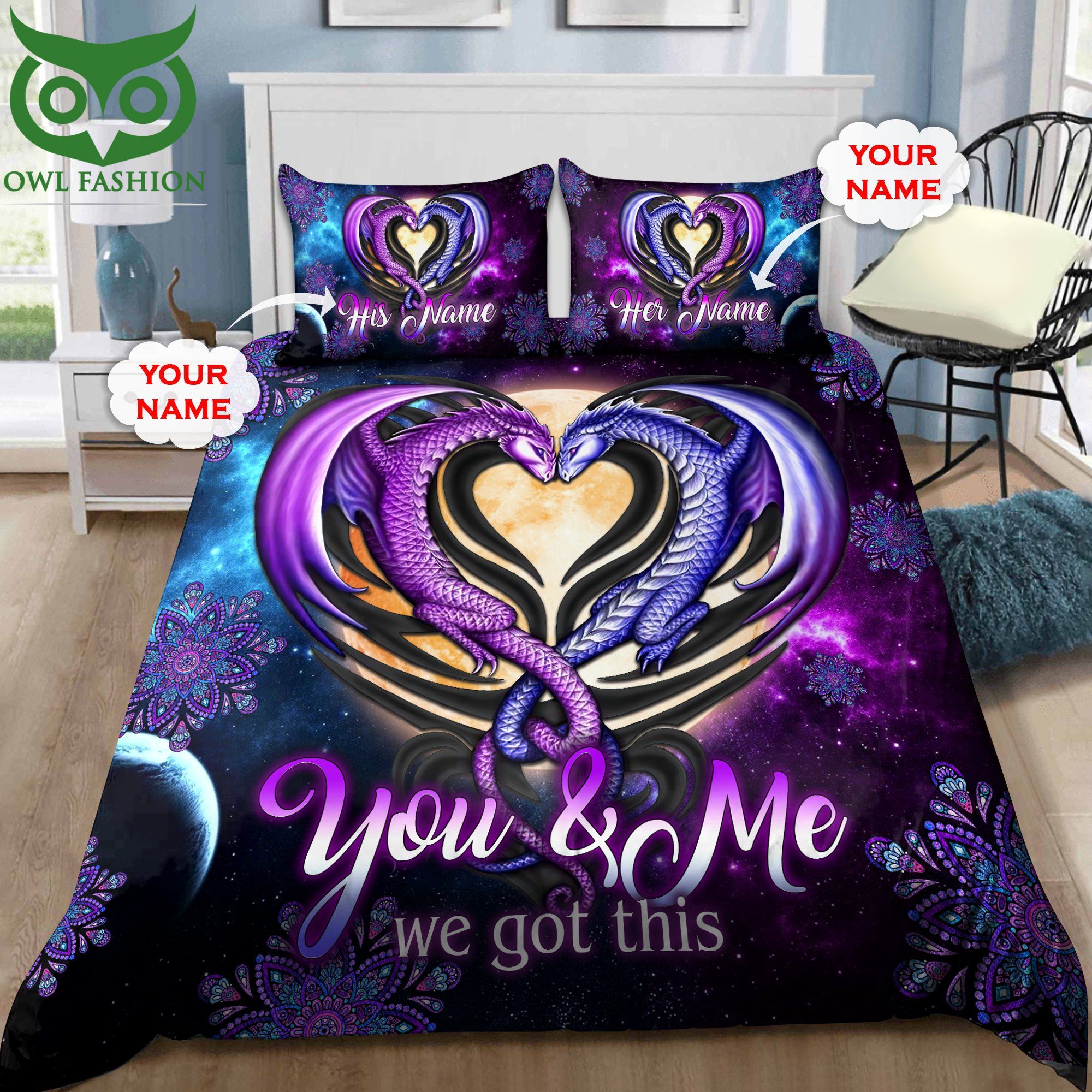 Personalized Dragon 3D You And Me We Got This Bedding Set