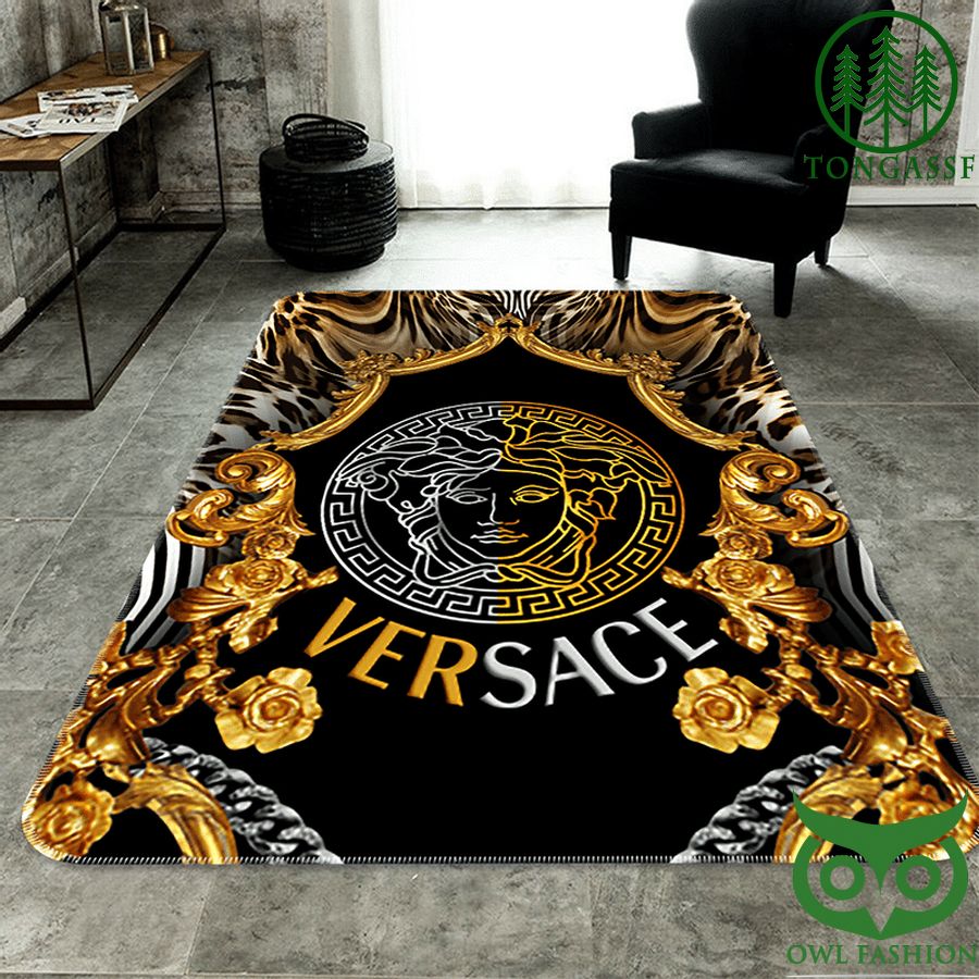 Versace gold and white black Carpet Rug