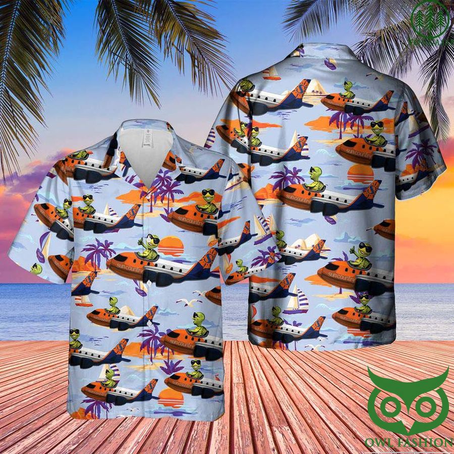 2 Sun Country Airlines Turtle On Boeing Hawaiian Shirt