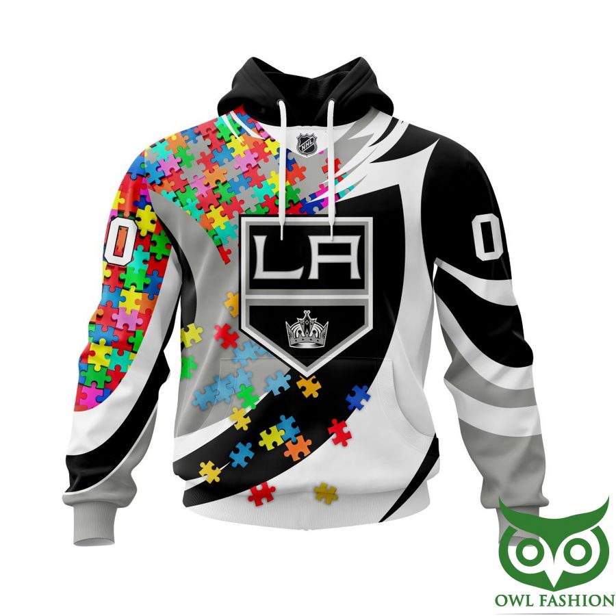 227 NHL Los Angeles Kings Autism Awareness Custom Name Number colorful puzzle hoodie sweatshirt